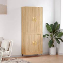 Berkfield Home Highboard Sonoma Oak 69.5x34x180 cm Engineered Wood in Light Tan - thumbnail 2