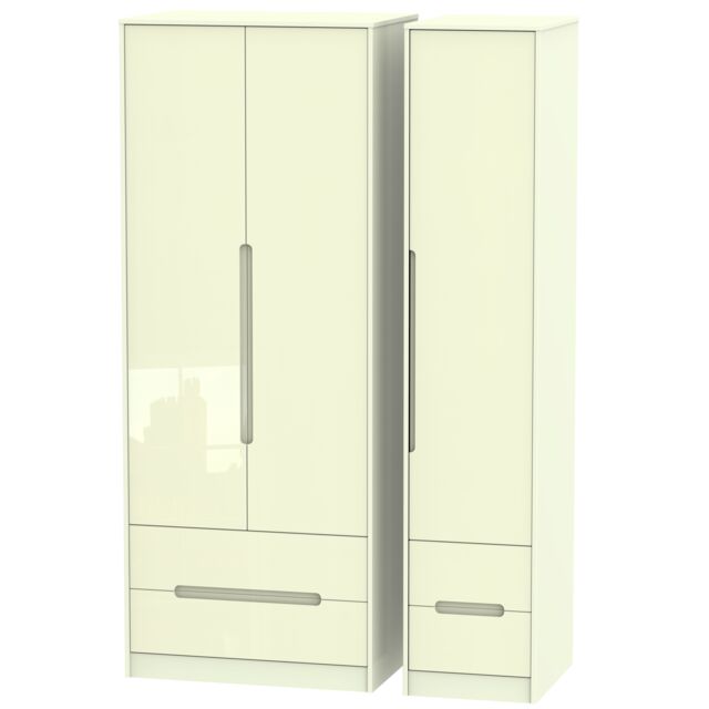 Ready Assembled 2 U Bristol Tall Triple 2 Drawer + Drawer Wardrobe (Ready Assembled) in Cream