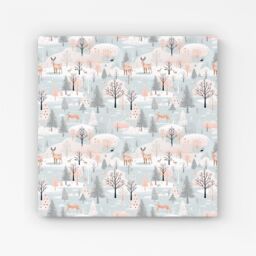 "Warren Reed - Designer Whimsical Christmas Winter Wonderland Canvas in Blue - Size: W16"" x H16""" - thumbnail 1