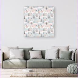 "Warren Reed - Designer Whimsical Christmas Winter Wonderland Canvas in Blue - Size: W16"" x H16""" - thumbnail 4