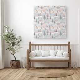 "Warren Reed - Designer Whimsical Christmas Winter Wonderland Canvas in Blue - Size: W16"" x H16""" - thumbnail 3