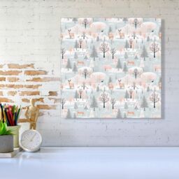 "Warren Reed - Designer Whimsical Christmas Winter Wonderland Canvas in Blue - Size: W16"" x H16""" - thumbnail 2