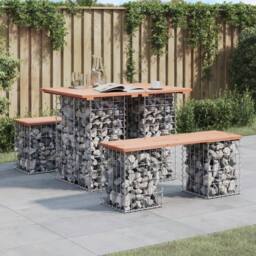 Berkfield Home Compact Garden Bench Gabion Design 100x70x72 cm Solid Wood Douglas in Brown - Size: 100 x 70 x 72 cm - thumbnail 2