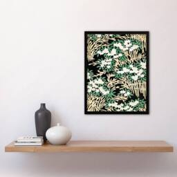 Artery8 Shin Bijutsukai Framed Wall Art Print Abstract Floral Forest Pattern in Green - Size: A4 - thumbnail 2