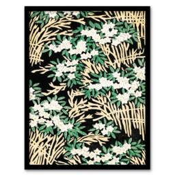 Artery8 Shin Bijutsukai Framed Wall Art Print Abstract Floral Forest Pattern in Green - Size: A4 - thumbnail 1