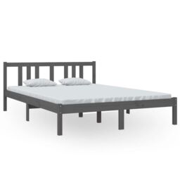 Berkfield Home Bed Frame Grey Solid Wood 140x200 cm - thumbnail 2
