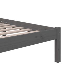 Berkfield Home Bed Frame Grey Solid Wood 140x200 cm - thumbnail 6