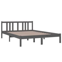 Berkfield Home Bed Frame Grey Solid Wood 140x200 cm - thumbnail 3