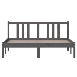 Berkfield Home Bed Frame Grey Solid Wood 140x200 cm - thumbnail 4
