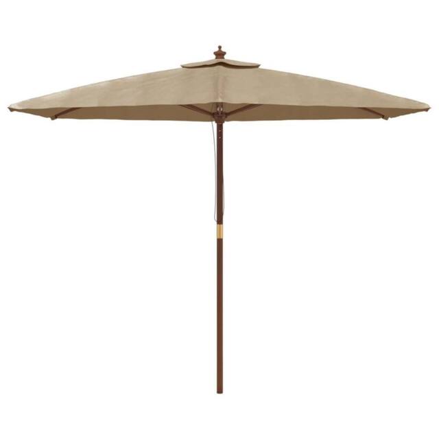 Berkfield Home Durable Garden Parasol with Wooden Pole Taupe 299x240 cm - image 1