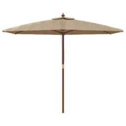 Berkfield Home Durable Garden Parasol with Wooden Pole Taupe 299x240 cm