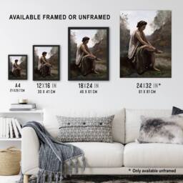 Artery8 Camille Corot Eurydice Nursing a Serpent Bite Framed Wall Art Print - Size: A4 - thumbnail 3