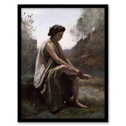 Artery8 Camille Corot Eurydice Nursing a Serpent Bite Framed Wall Art Print - Size: A4 - thumbnail 1