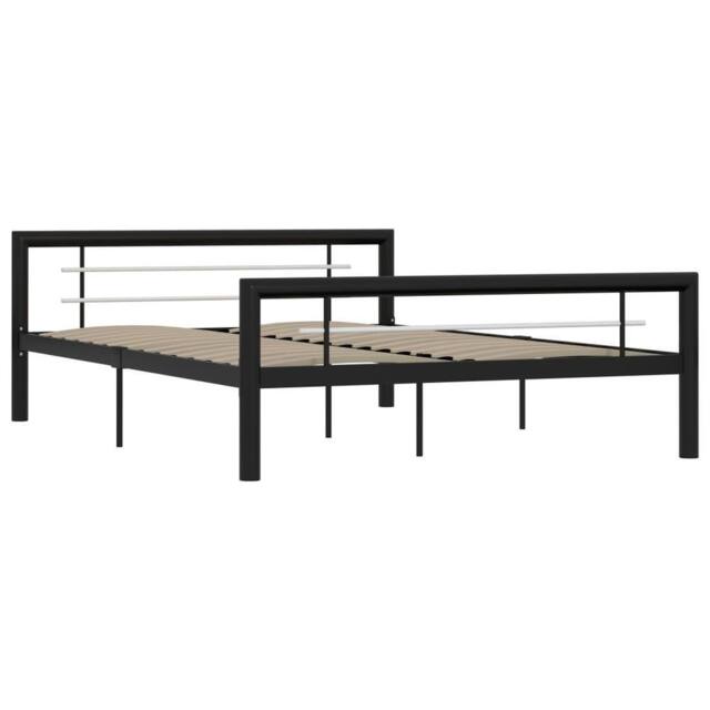 Berkfield Home Bed Frame Black & White Metal 140x200 cm - image 1