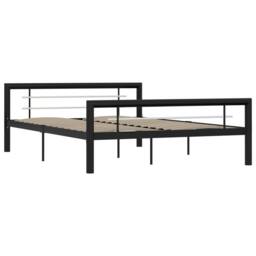 Berkfield Home Bed Frame Black & White Metal 140x200 cm - thumbnail 1