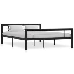 Berkfield Home Bed Frame Black & White Metal 140x200 cm - thumbnail 2