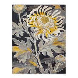 "Artery8 Yellow Chrysanthemum Flower Detailed Artwork Wall Art Print - Size: W24"" x H32""" - thumbnail 1