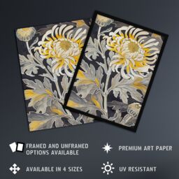 "Artery8 Yellow Chrysanthemum Flower Detailed Artwork Wall Art Print - Size: W24"" x H32""" - thumbnail 2