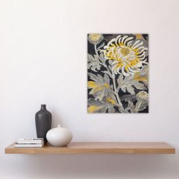 "Artery8 Yellow Chrysanthemum Flower Detailed Artwork Wall Art Print - Size: W24"" x H32""" - thumbnail 4