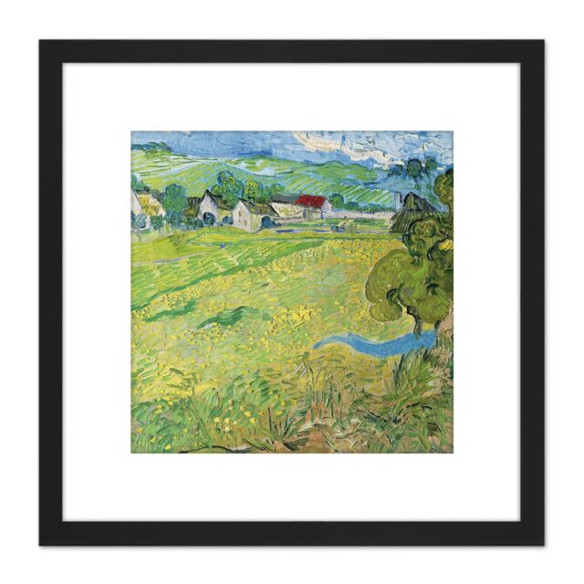 Artery8 Vincent Van Gogh Les Vessenots A Auvers 8X8 Inch Square Wooden Framed Wall Art Print Picture with Mount in Black - image 1