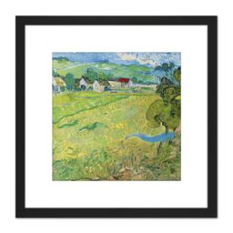 Artery8 Vincent Van Gogh Les Vessenots A Auvers 8X8 Inch Square Wooden Framed Wall Art Print Picture with Mount in Black - thumbnail 1