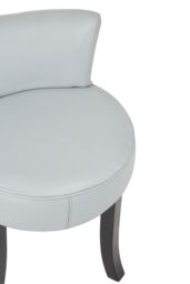 Orsina Grey Rounded Chair, Leather Upholstered Lounge Chair With Black Teak Wood Legs, Low Back Armchair With Studs - thumbnail 5