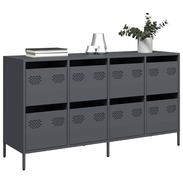 Berkfield Home Sideboard Anthracite 135x39x73.5 cm Cold-rolled Steel in Black - image 1