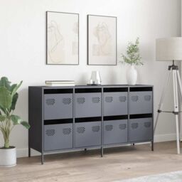 Berkfield Home Sideboard Anthracite 135x39x73.5 cm Cold-rolled Steel in Black - thumbnail 3