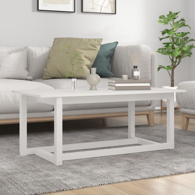 Berkfield Home Coffee Table White 110x55x45 cm Solid Wood Pine - Size: 110 x 55 x 45 cm - image 1