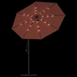 Berkfield Home Cantilever Umbrella with LED Lights & Steel Pole Terracotta in Orange - thumbnail 5