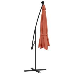 Berkfield Home Cantilever Umbrella with LED Lights & Steel Pole Terracotta in Orange - thumbnail 7