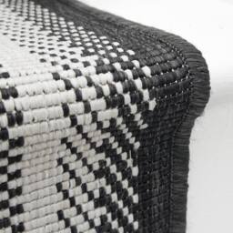 runrug Stair Runner Carpet - Reversible & Durable, 2mm - 'Geo' in Black - Size: 60 cm x 540 cm - thumbnail 2
