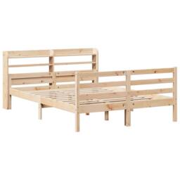Berkfield Home Bed Frame with Headboard without Mattress 135x190 cm Double in Natural - thumbnail 3