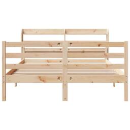 Berkfield Home Bed Frame with Headboard without Mattress 135x190 cm Double in Natural - thumbnail 4
