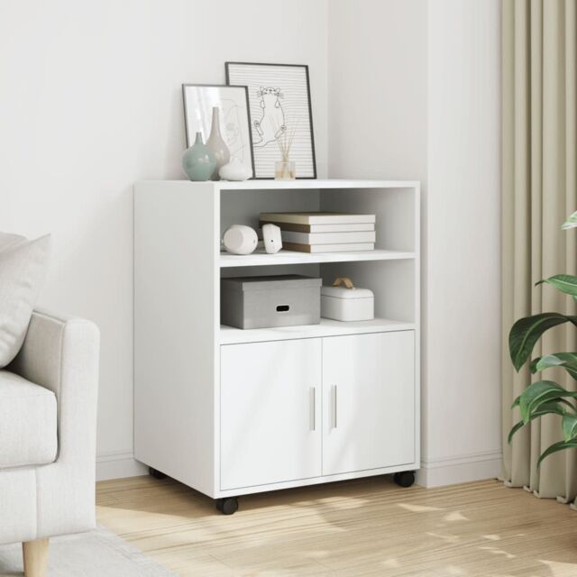 Berkfield Home Rolling Cabinet White 60x48x81 cm Engineered Wood - Size: 60 x 48 x 81 cm - image 1