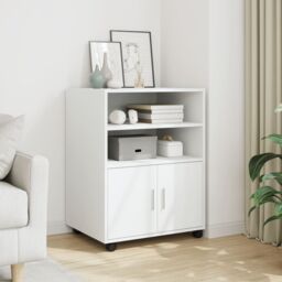 Berkfield Home Rolling Cabinet White 60x48x81 cm Engineered Wood - Size: 60 x 48 x 81 cm - thumbnail 1