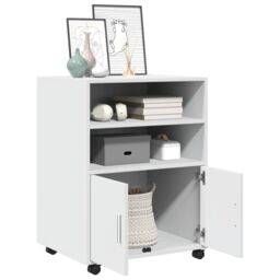 Berkfield Home Rolling Cabinet White 60x48x81 cm Engineered Wood - Size: 60 x 48 x 81 cm - thumbnail 3