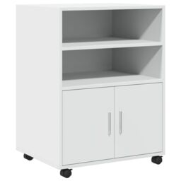 Berkfield Home Rolling Cabinet White 60x48x81 cm Engineered Wood - Size: 60 x 48 x 81 cm - thumbnail 2
