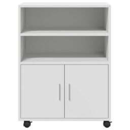 Berkfield Home Rolling Cabinet White 60x48x81 cm Engineered Wood - Size: 60 x 48 x 81 cm - thumbnail 4