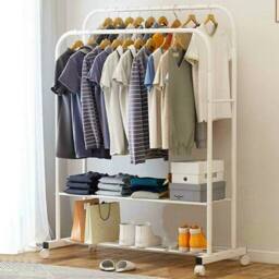 ERGOVEXA Double Clothes Rail XL-Magic Sturdy Hanging Rack Swivel Display Stand in White - thumbnail 4