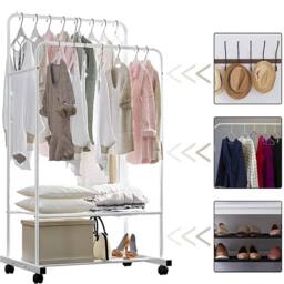 ERGOVEXA Double Clothes Rail XL-Magic Sturdy Hanging Rack Swivel Display Stand in White - thumbnail 5