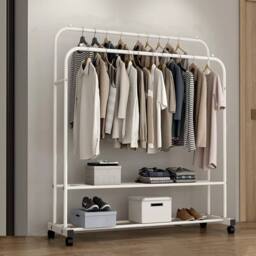 ERGOVEXA Double Clothes Rail XL-Magic Sturdy Hanging Rack Swivel Display Stand in White - thumbnail 3