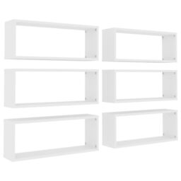 Berkfield Home Wall Cube Shelf 6 pcs White 60x15x23 cm Engineered Wood - Size: 60 x 15 x 23 cm - thumbnail 2