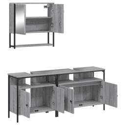 Berkfield Home 3 Piece Bathroom Furniture Set Grey Sonoma Engineered Wood - thumbnail 6