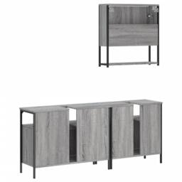 Berkfield Home 3 Piece Bathroom Furniture Set Grey Sonoma Engineered Wood - thumbnail 8