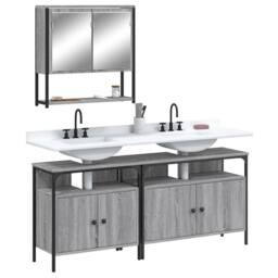 Berkfield Home 3 Piece Bathroom Furniture Set Grey Sonoma Engineered Wood - thumbnail 2