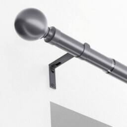 New Edge Blinds 22-25mm Ball End Metal Eyelet Extendable Curtain Pole Set in Charcoal - Size: 170 cm - thumbnail 2