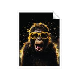 "Warren Reed - Designer Splashart Monkey Face With Yellow Glasses Unframed Art Print - Size: W8"" x H10""" - thumbnail 2