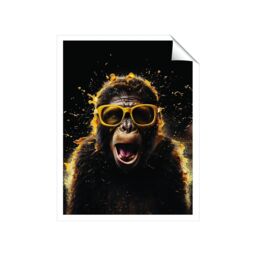 "Warren Reed - Designer Splashart Monkey Face With Yellow Glasses Unframed Art Print - Size: W8"" x H10""" - thumbnail 1