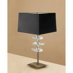Netlighting Akira Table Lamp 2 Light E27 Antique Brass With Black Shade in Bronze - thumbnail 2